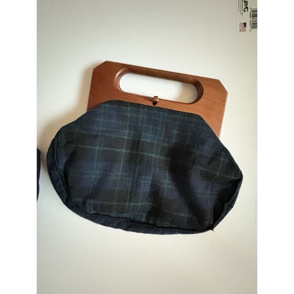 VTG Triminghams Bermuda Clutch Duo: Wood Handle, Wool Tartan Preppy Holiday Gift - Picture 5 of 12